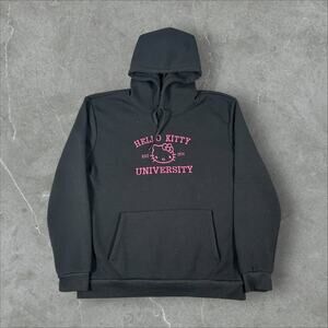 Hello Kitty University Friends Embroidered Sz Large Y2K Black Sweatshirt Hoodie
